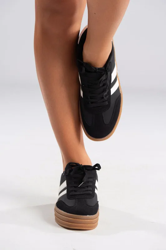 Platform Sneakers Suede Detail Leatherette