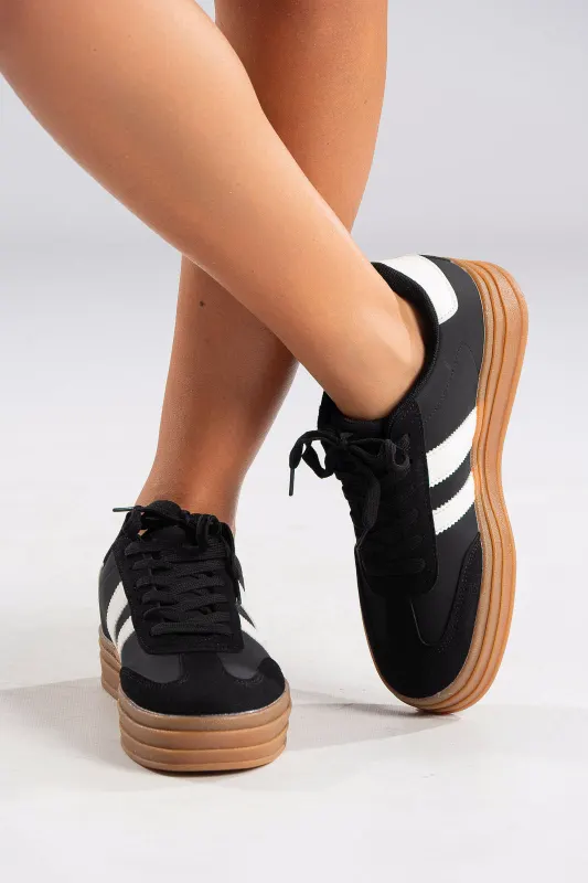 Platform Sneakers Σουέτ Λεπτομέρεια Δερματίνη