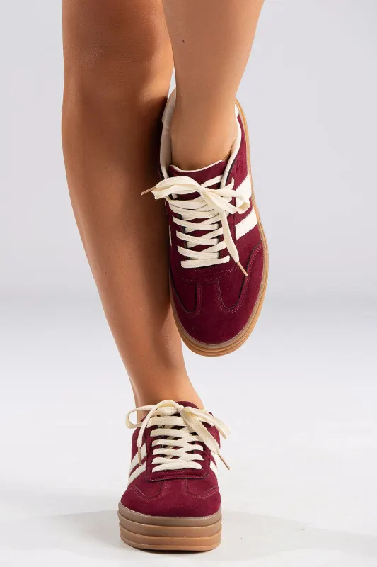 Platform Sneakers Suede Detail Leatherette