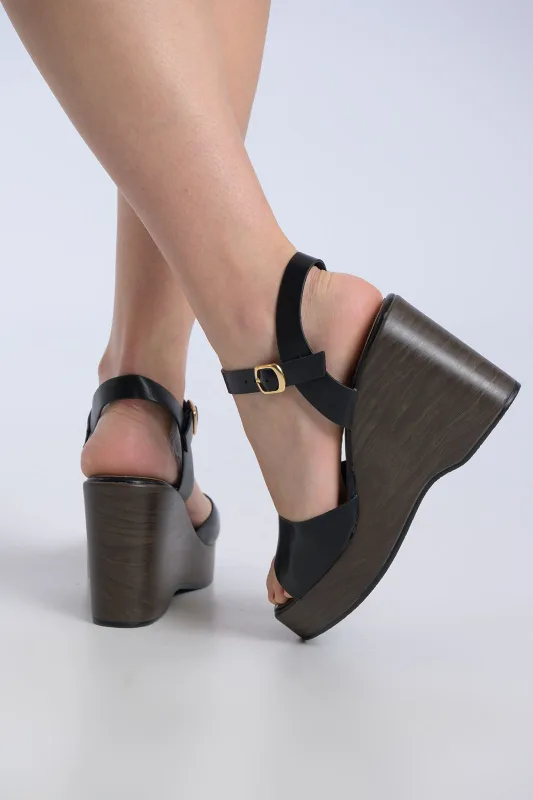 Platforms Wedge Δερματίνη Λουράκι Αστραγάλου