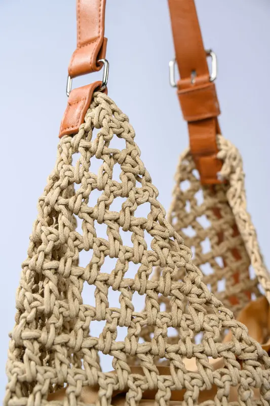 Knitted Perforated Shoulder Bag 