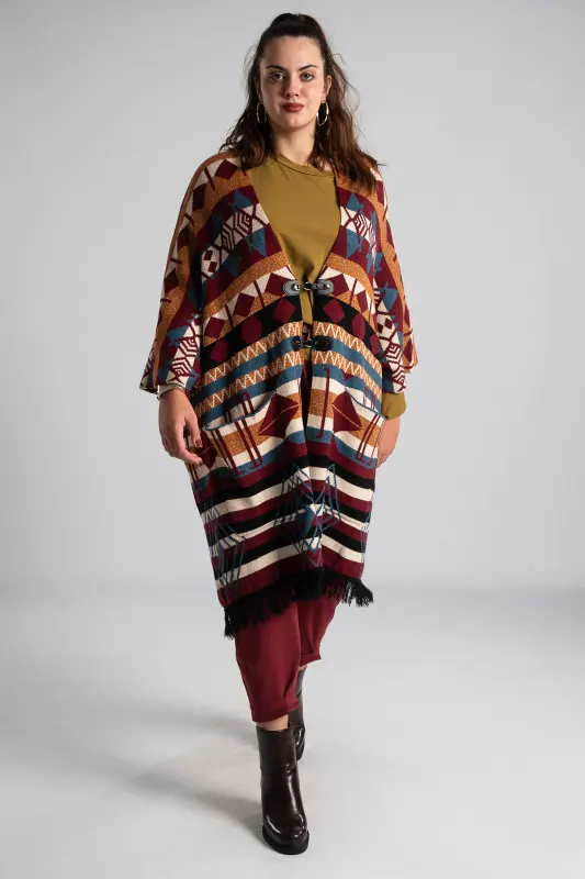 Πόντσο Ασύμμετρο Ethnic Boho