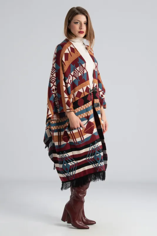 Πόντσο Ασύμμετρο Ethnic Boho