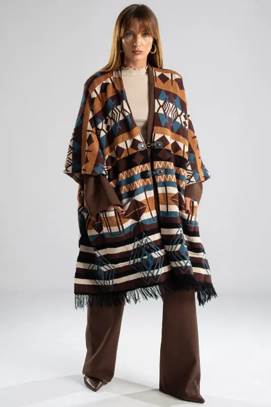 Πόντσο Ασύμμετρο Ethnic Boho