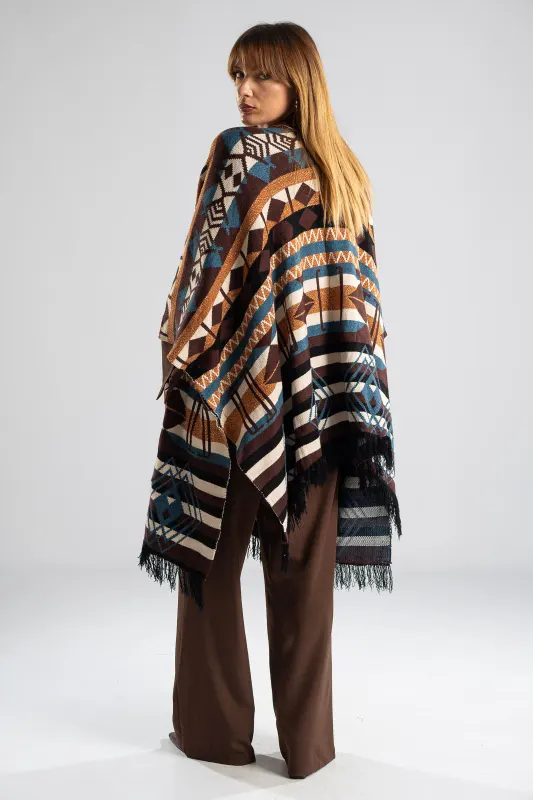 Poncho Asymmetrical Ethnic Boho 