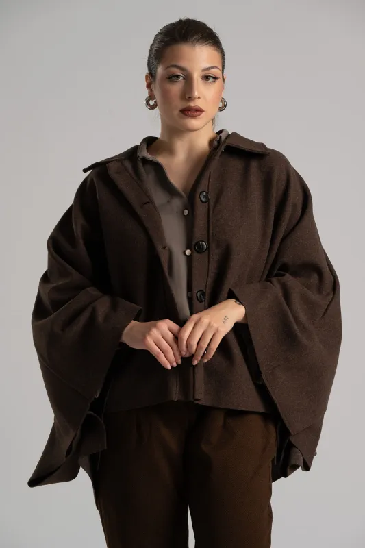 Poncho Asymmetrical Buttons