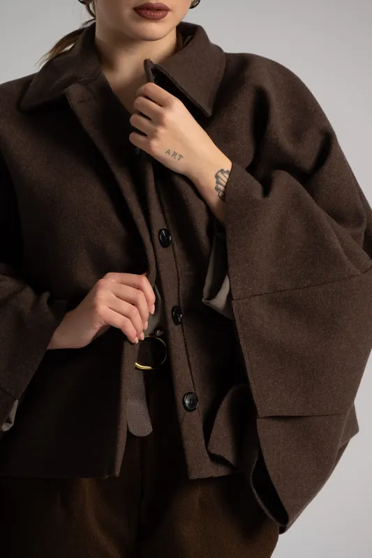 Poncho Asymmetrical Buttons