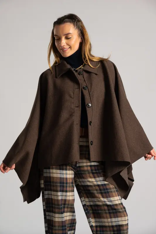Poncho Asymmetrical Buttons