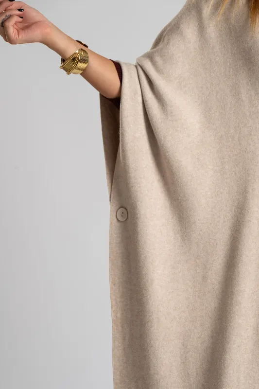 Poncho Asymmetrical Fringes Solid Color