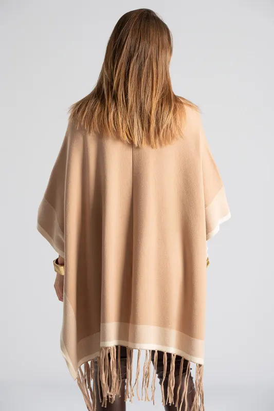 Poncho Two-Color Fringed Finish