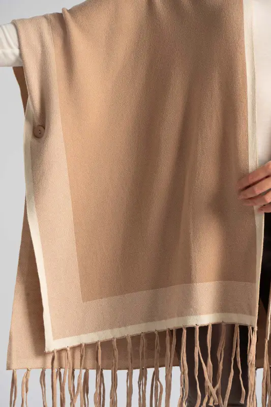 Poncho Two-Color Fringed Finish