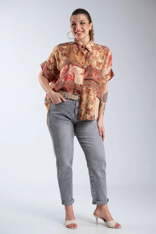 Πουκαμίσα Εμπριμέ Oversized