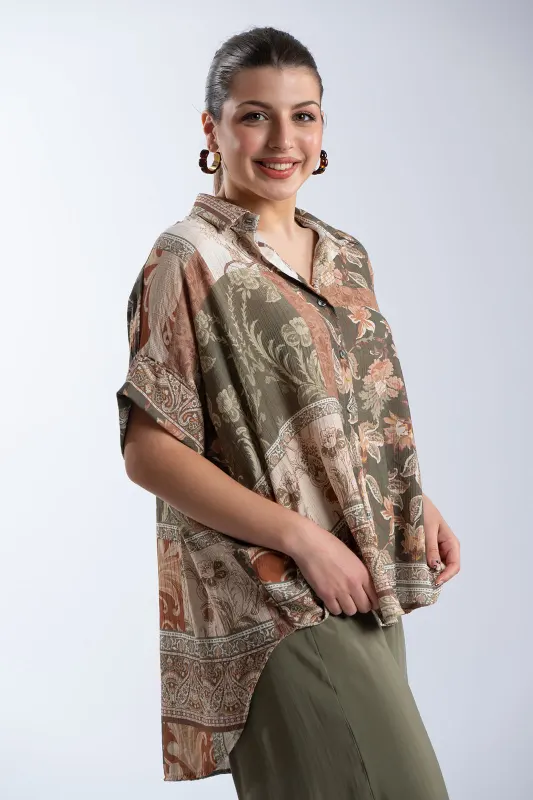 Πουκαμίσα Εμπριμέ Oversized
