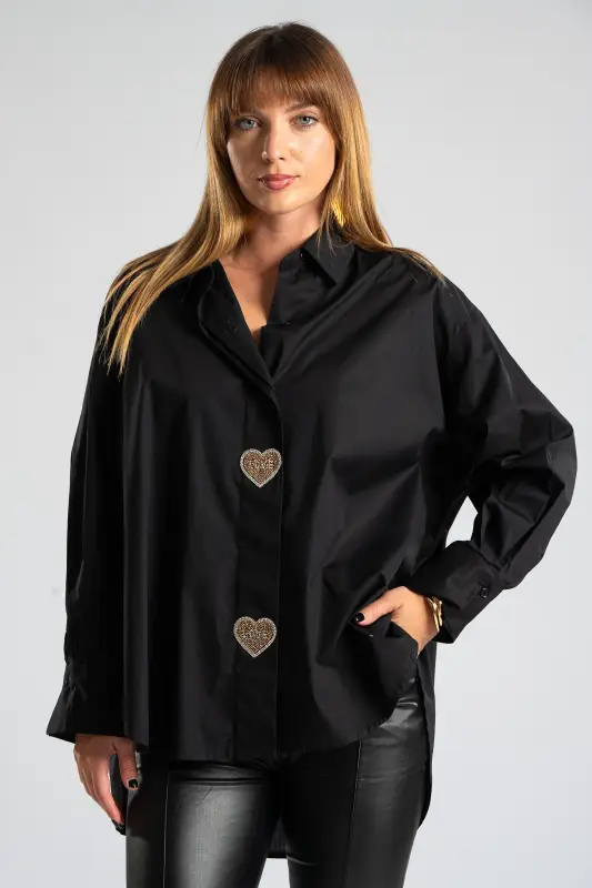 Shirt Cotton with Strass Heart
