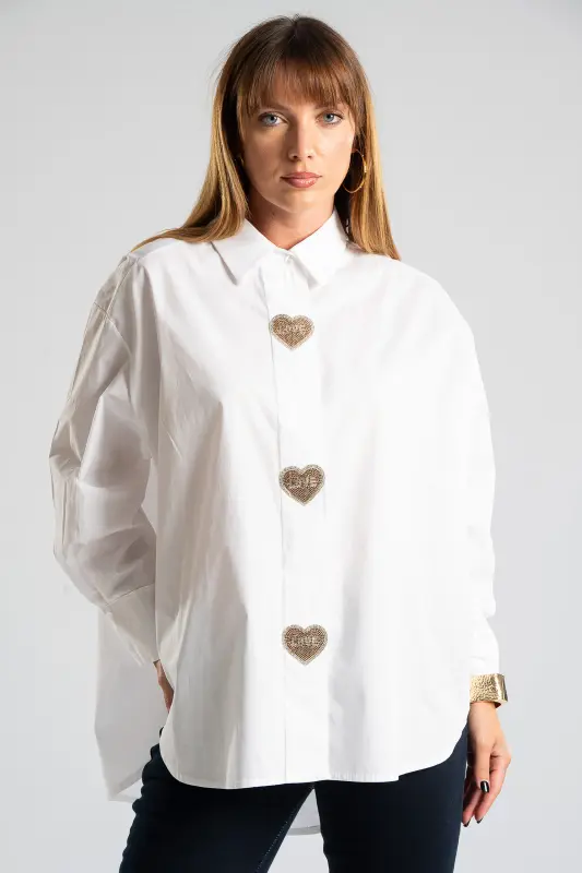 Shirt Cotton with Strass Heart