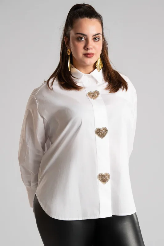 Πουκαμίσα Βαμβακερή Στρας Heart