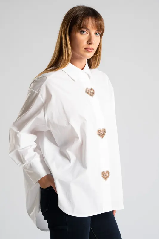 Shirt Cotton with Strass Heart