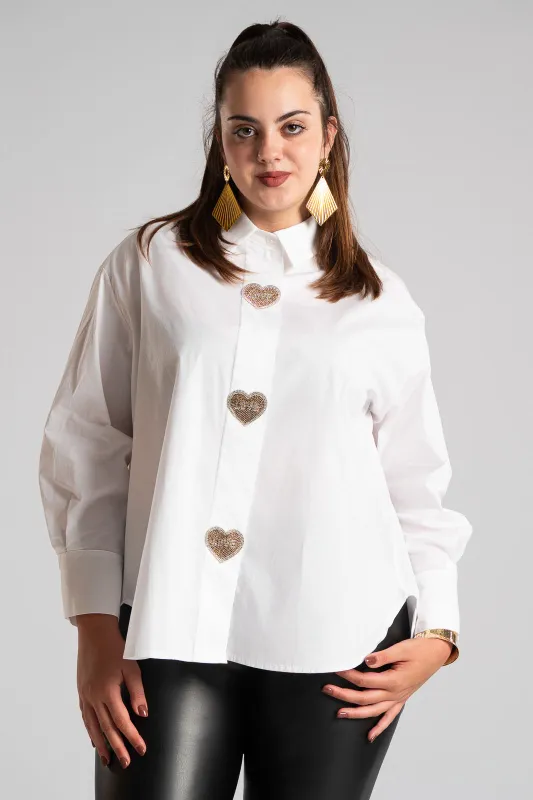 Πουκαμίσα Βαμβακερή Στρας Heart