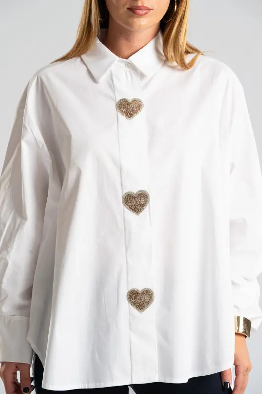 Shirt Cotton with Strass Heart