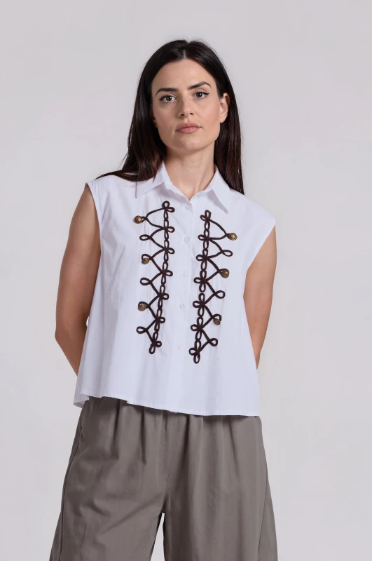 Shirt Sleeveless Decorative Details 