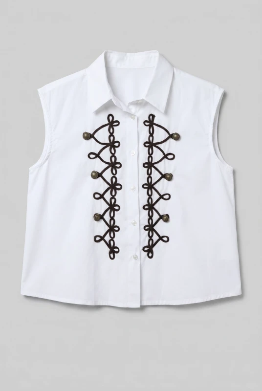 Shirt Sleeveless Decorative Details 