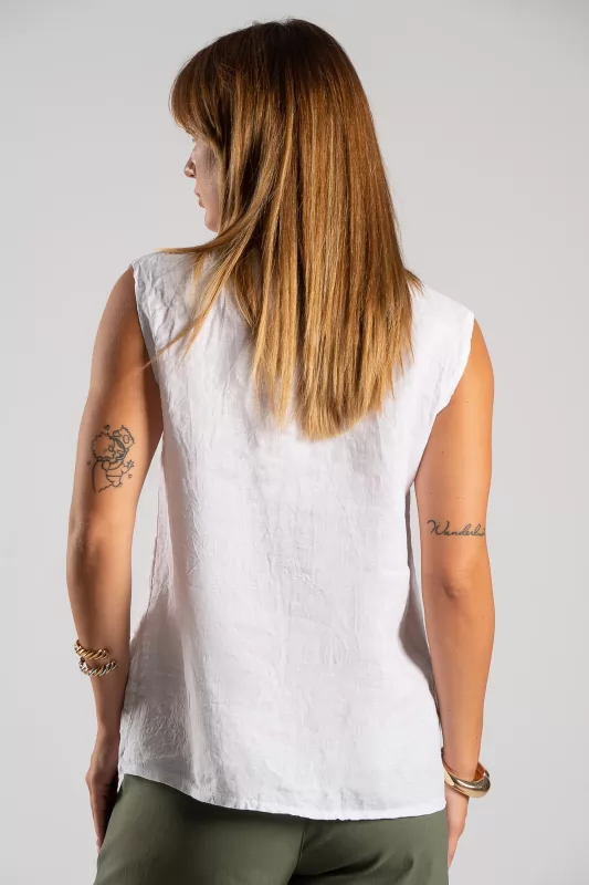 Sleeveless Shirt Linen