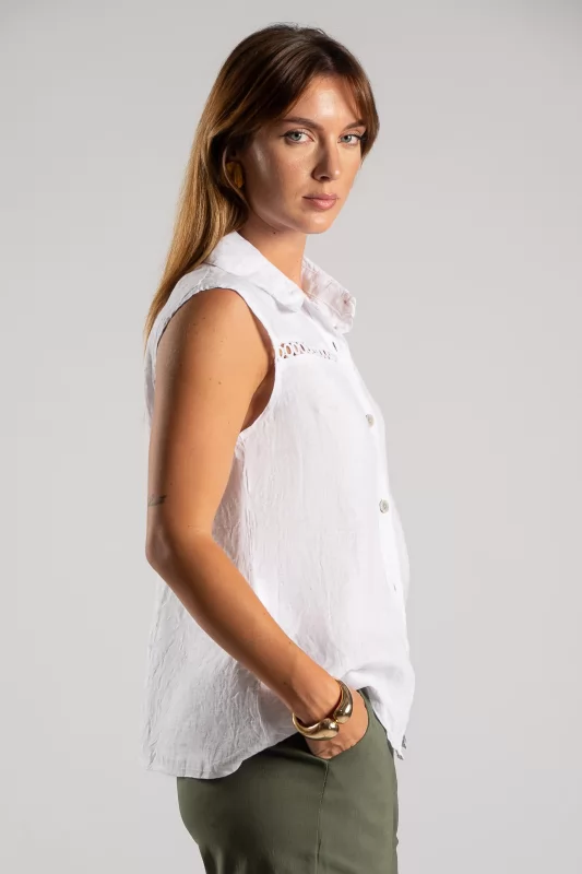 Sleeveless Shirt Linen