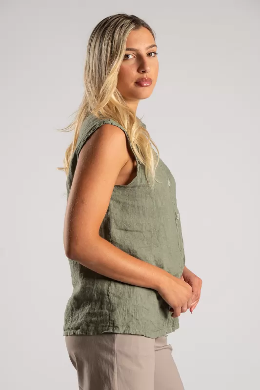 Sleeveless Shirt Linen