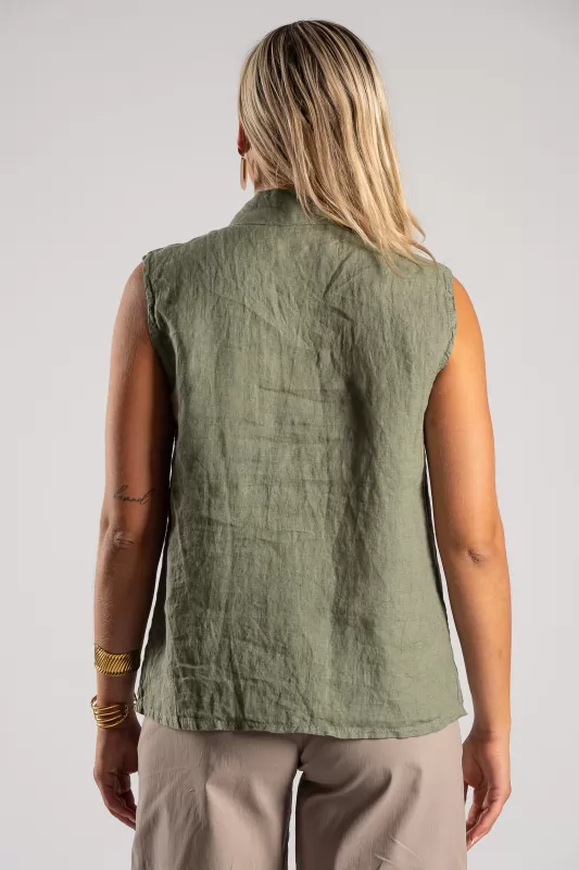 Sleeveless Shirt Linen