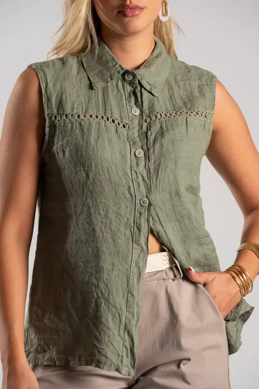 Sleeveless Shirt Linen