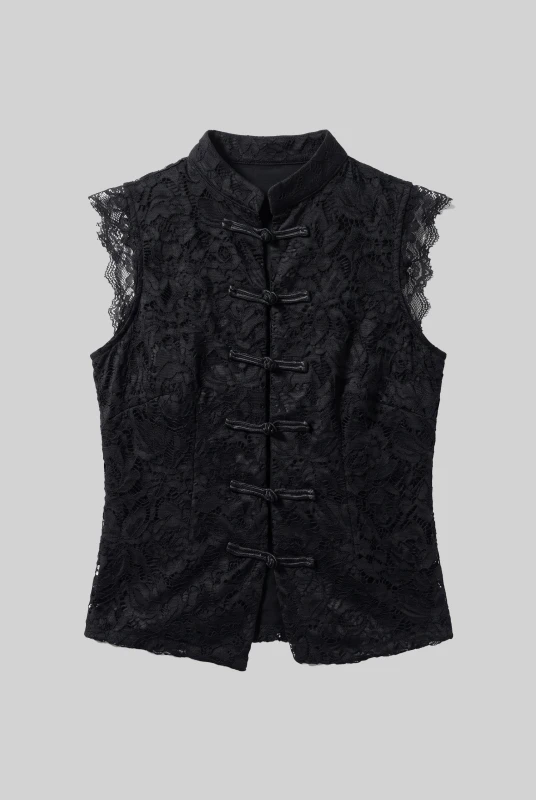 Shit Sleeveless With Floral Lace