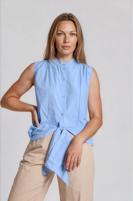 Shirts Sleeveless Cotton Tie 