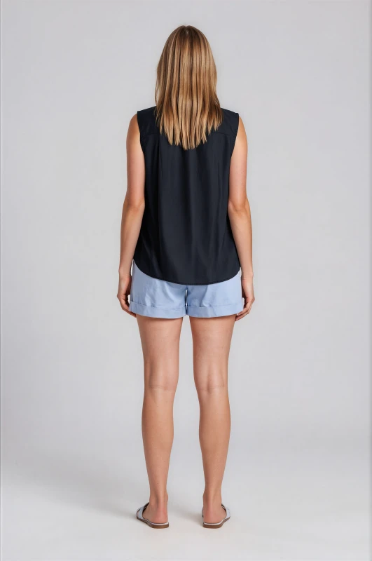 Shirts Sleeveless Cotton Tie 