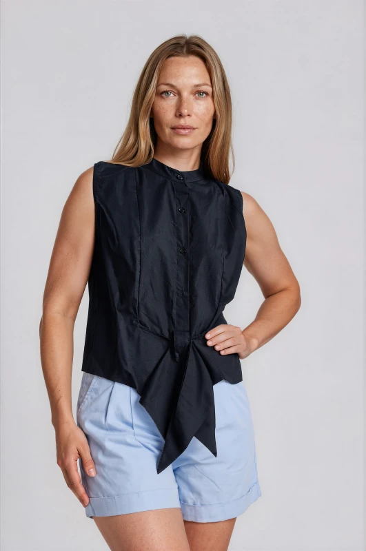 Shirts Sleeveless Cotton Tie 