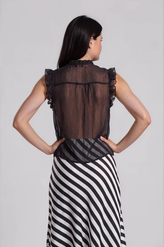 Sleeveless Shirt Ruffles