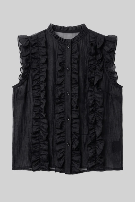 Sleeveless Shirt Ruffles
