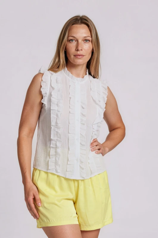 Sleeveless Shirt Ruffles