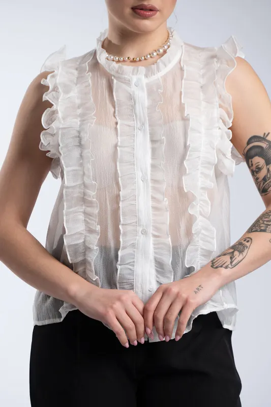 Sleeveless Shirt Ruffles