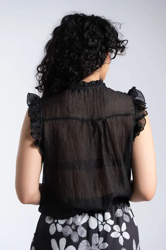 Sleeveless Shirt Ruffles