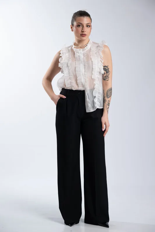 Sleeveless Shirt Ruffles