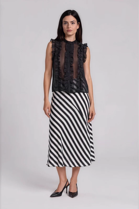 Sleeveless Shirt Ruffles