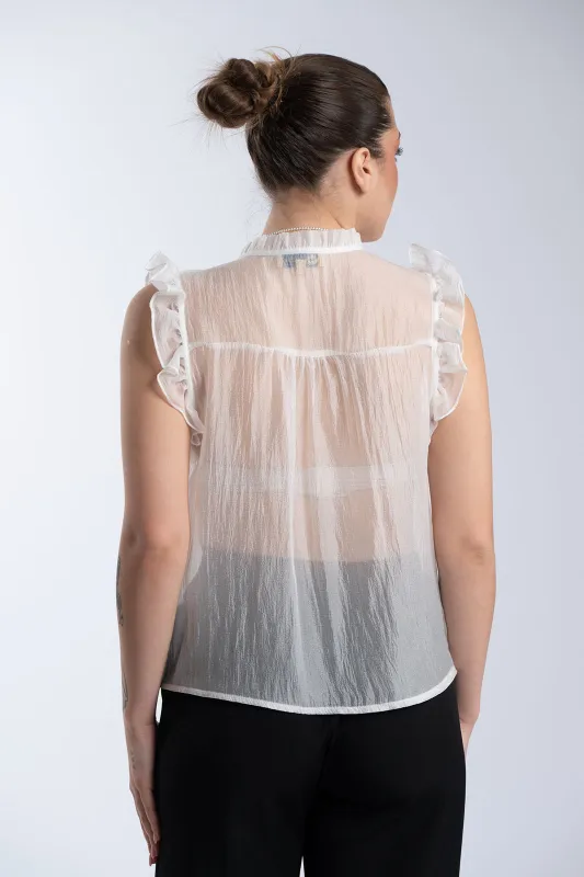 Sleeveless Shirt Ruffles
