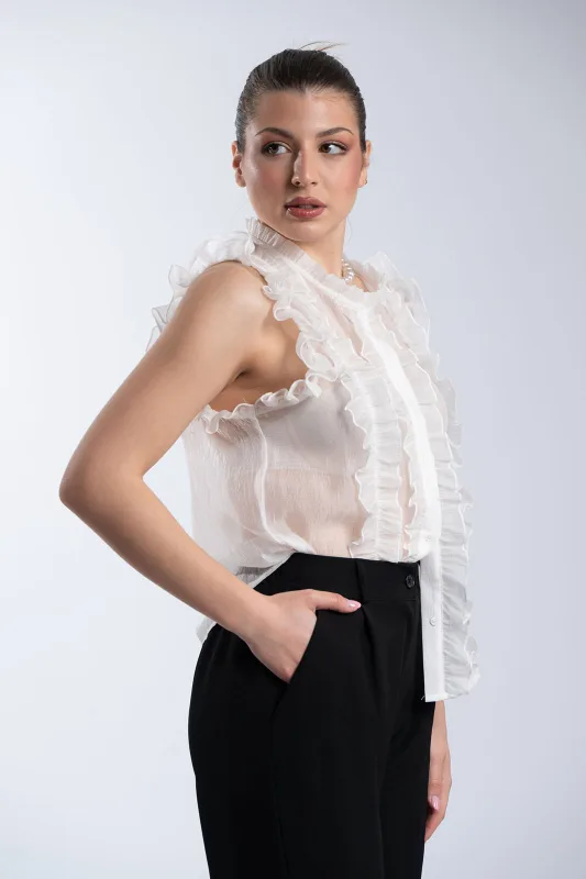 Sleeveless Shirt Ruffles