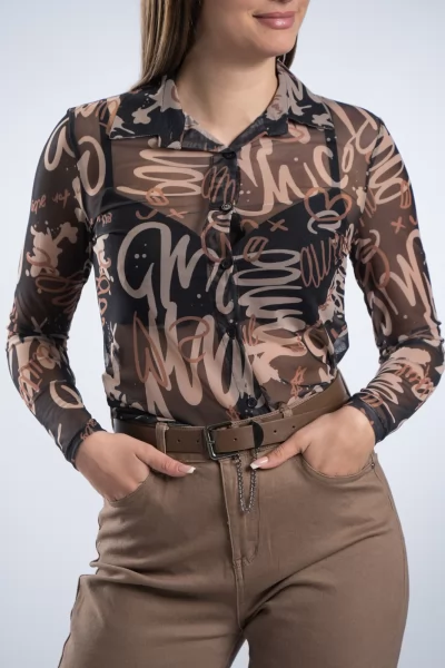 Shirt C-throu Letters Black