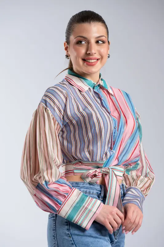 Πουκάμισο Crop Ριγέ