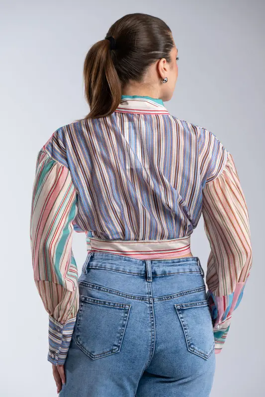 Πουκάμισο Crop Ριγέ