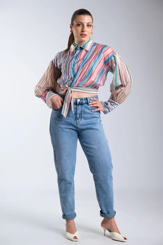 Πουκάμισο Crop Ριγέ