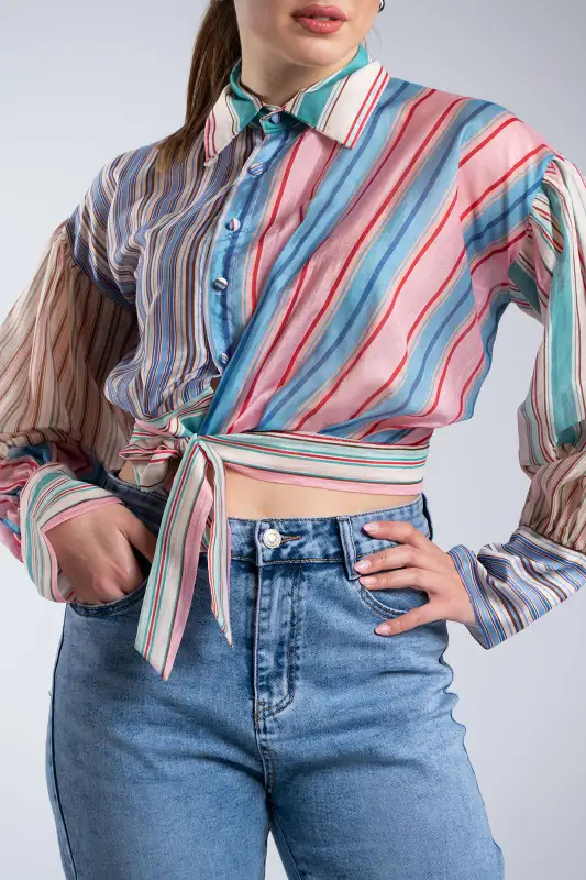 Πουκάμισο Crop Ριγέ