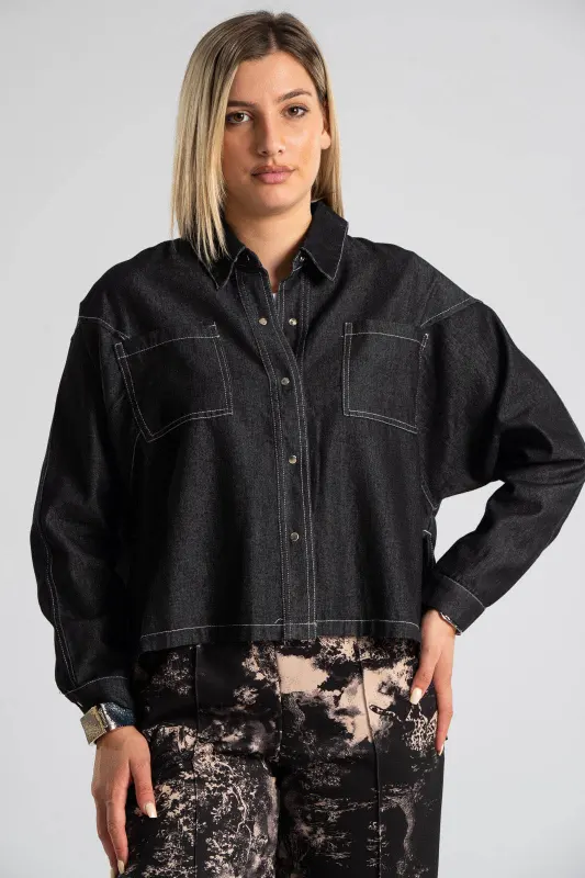 Jean Shirt Crop