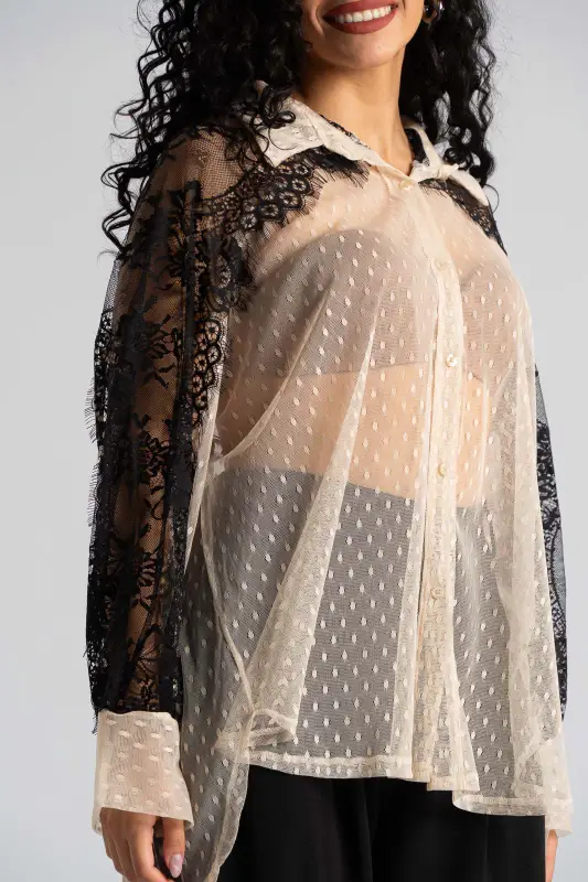 Πουκάμισο Διακοσμητική Δαντέλα Πουά